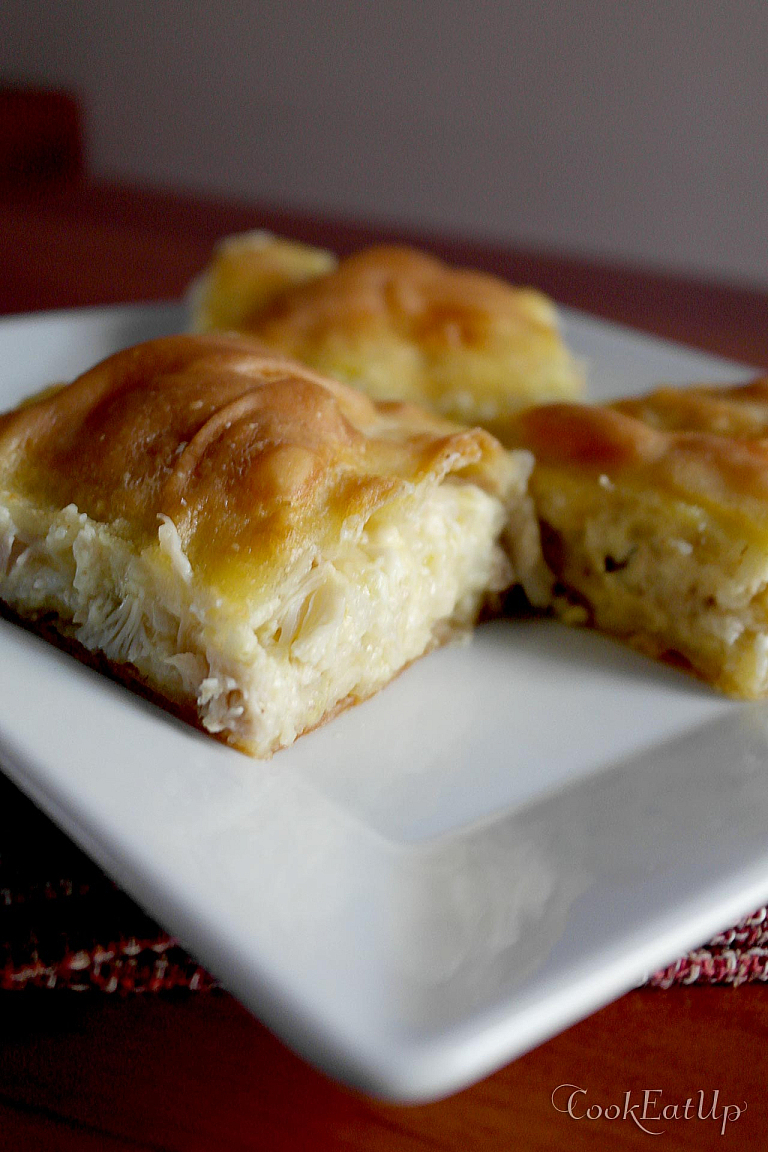 Traditional Epirus chicken pie with trachana and feta cheese