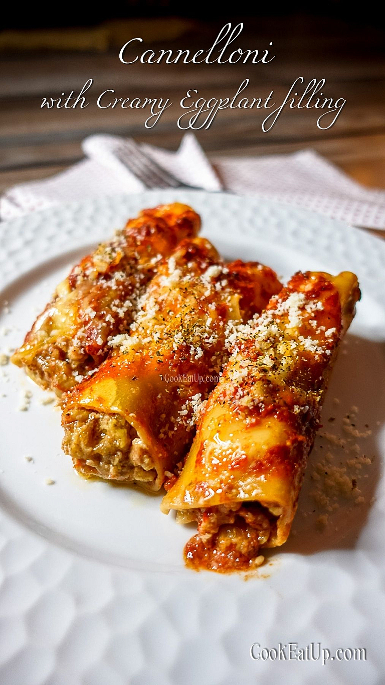 Cannelloni with creamy eggplant filling recipe